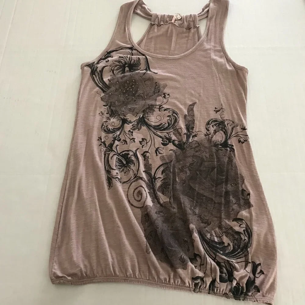 NWT - Robin K. Tattoo Floral with Embellished Tank Top - Picture 3 of 13